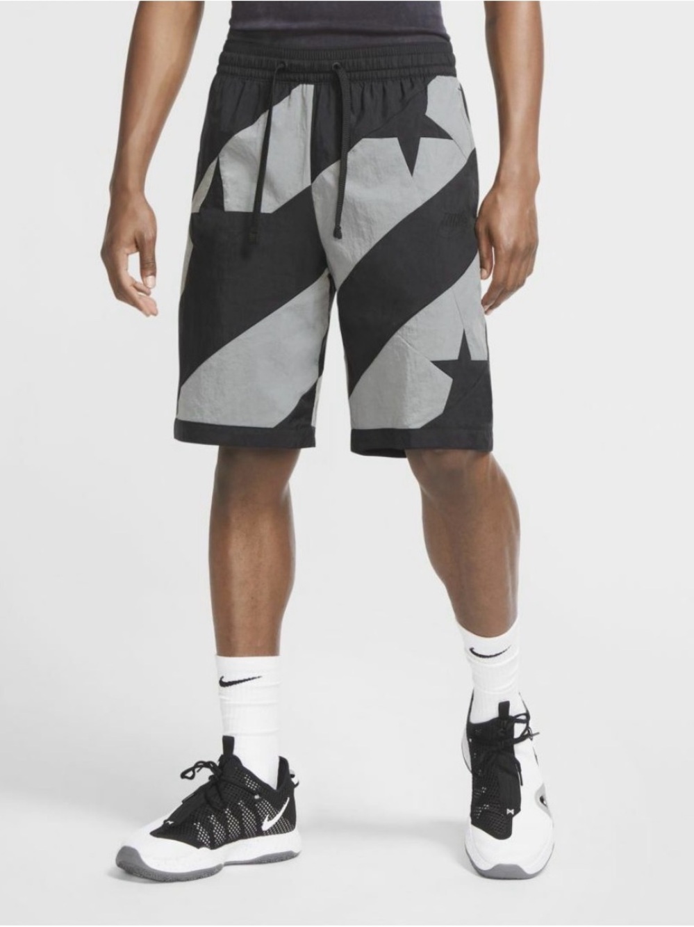 Nike Men’s Black and Gray Graphic Athletic Shorts